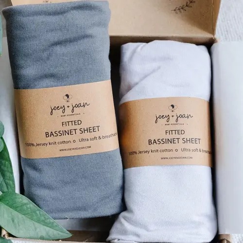 Bedside Sleeper Bassinet Sheets 35x20 Compatible with MiClassic, Milliard Bassinet and Large Bedside Sleepers – Snuggly Soft 100% Jersey Cotton – Light + Dark Grey – 2 Pack