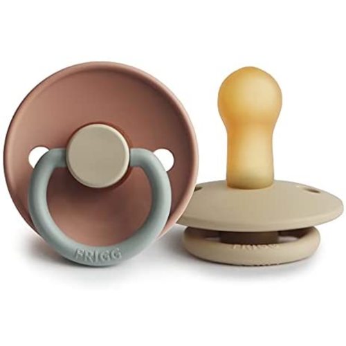 FRIGG Natural Rubber Baby Pacifier | Made in Denmark | BPA-Free (Queen/Sandstone, 6-18 Months)