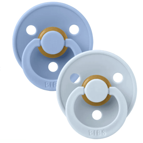 BIBS USA- Natural Rubber Pacifier 2 Pack - Sky Blue/ Baby Blue