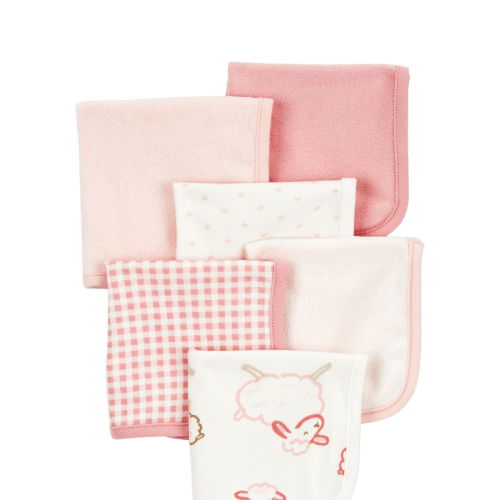 Pink/Ivory Baby 6-Pack Wash Cloths | Carter’s Oshkosh Canada
