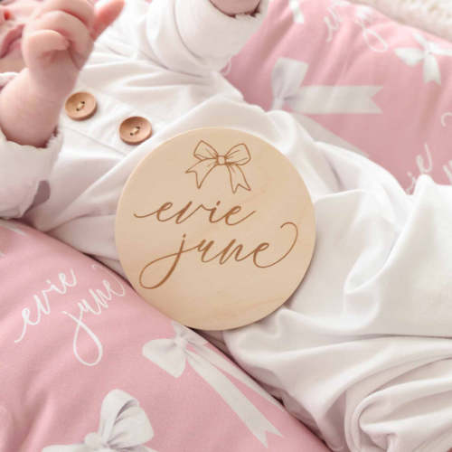 Personalized Baby Name Wood Announcement | Top Bow