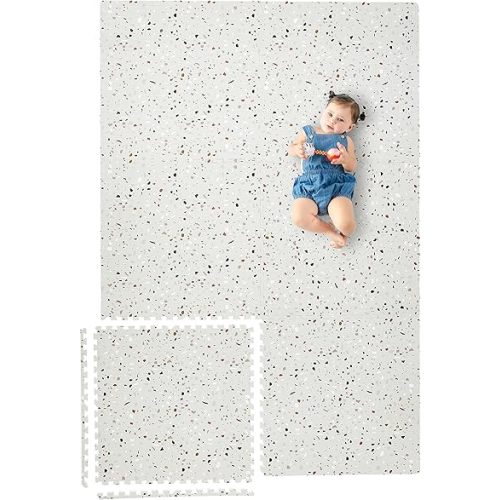 Yay Mats Stylish Extra Large Baby Play Mat. Soft, Thick, Non-Toxic Foam Covers 6 ft x 4 ft. Expandable Tiles with Edges Infants and Kids Playmat Tummy Time Mat