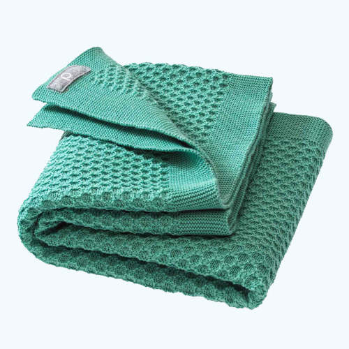 DISANA Organic Merino Wool Baby Blanket with Honey-Comb Knitted Pattern