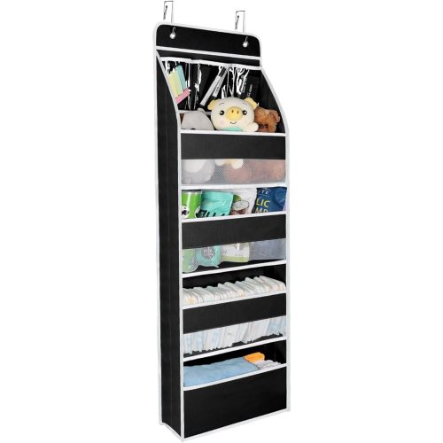 Univivi 5-Shelf Over Door Organizer Baby Door Wall Mount Storage with 3 Small PVC Pockets and 4 Large Pockets Ideal for Baby Stuff, Toiletries and Sundries