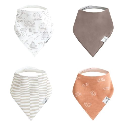 Copper Pearl Lot de 4 bavoirs bandana unisexes pour bébé