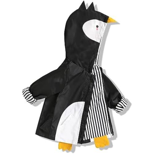 YOUNGER TREE Toddler Baby Boy Girl Duck Raincoat Cute Cartoon Hoodie Zipper Coat Outfit