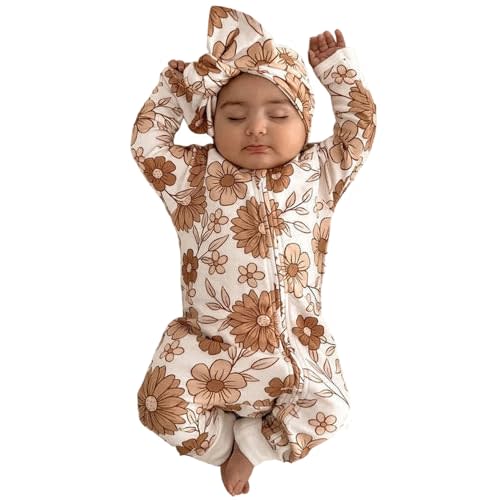 Aoswep Newborn Baby Girl Romper Clothes Long Sleeve Fall/Winter Jumpsuit Infant Outfit For 0-24 Months