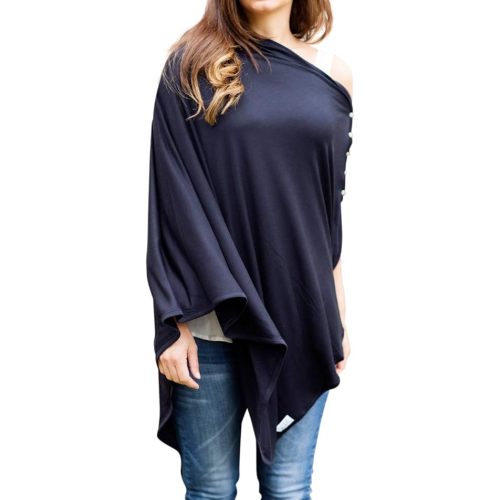 Byrd & Blume Maternity Nursing Cover Breathable Lightweight Breastfeeding Cover Wrap Shawl Scarf Poncho Full 360 (Navy, One size)