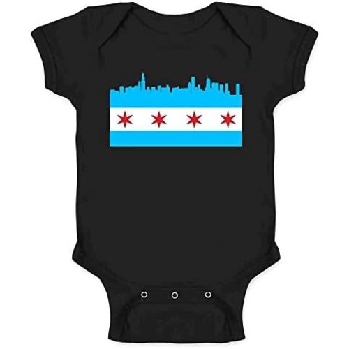 Pop Threads Chicago City Flag Skyline Retro Vintage Baby Toddler Kids Girl Boy T-Shirt