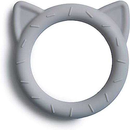 mushie Silicone Baby Teether Toy | Cat (Stone)