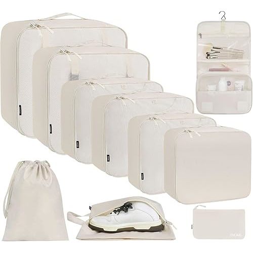 BAGAIL 6 Set/8 Set/10 Set Packing Cubes Various Sizes Packing Organizer for Travel Accessories Luggage Carry On Suitcase
