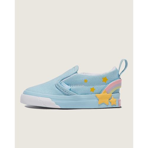 Toddler Classic Slip-On V Shoe in Blue / Yellow / Rainbow | Vans