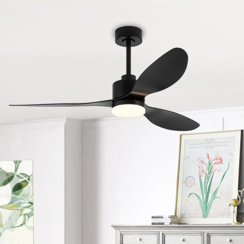 Mercer41 Loritta 52'' 3 - Blade Large Indooor Ceiling Fan With Light Kit and Remote, 3 LED Colors, 6 Speed Noiseless DC Motor, Timer & Reviews | Wayfair