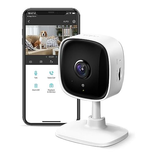 TP-Link Tapo 1080P Indoor Security Camera for Baby Monitor, Dog Camera w/Motion Detection, 2-Way Audio Siren, Night Vision, Cloud & SD Card Storage, Works w/Alexa & Google Home (Tapo C100)