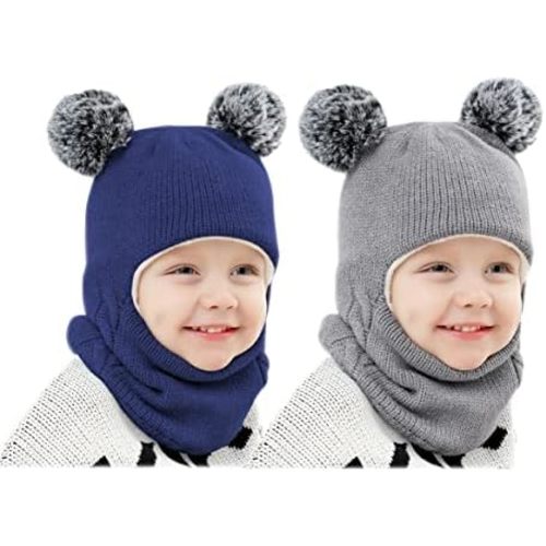 Baby Winter Hat Scarf Set, Unisex Infant Toddler Kids Hat Scarf