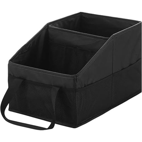 Honeydak Passenger Seat Organizer, Collapsible Car Storage for Console Front/back Seat with Multi-pockets Car Caddy Organizer Suv Truck for Kids Adults Accessories(Black,2 Compartments)