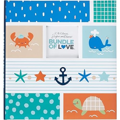 C.R. Gibson Always On the Go! Baby Memory Book - Active Baby's Milestones, Memory Book for Baby's First Year