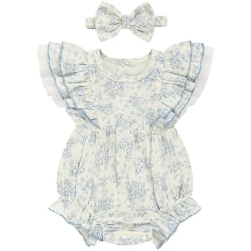 TITKKOP Ruffle Bubble Romper for Baby Girl | One-Piece Shorts Jumpsuit | Summer Outfit & Dress for Infants 0-18M