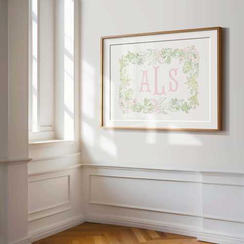 Custom Baby Crest Nursery Art, Personalized Baby Name Print, Pink Grandmillennial Baby Shower Decor, Newborn Girl Gift, Nursery Wall Art