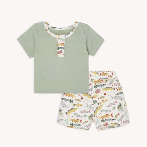 reel good time modal magnetic roll around short sleeve top + short set 0-3M