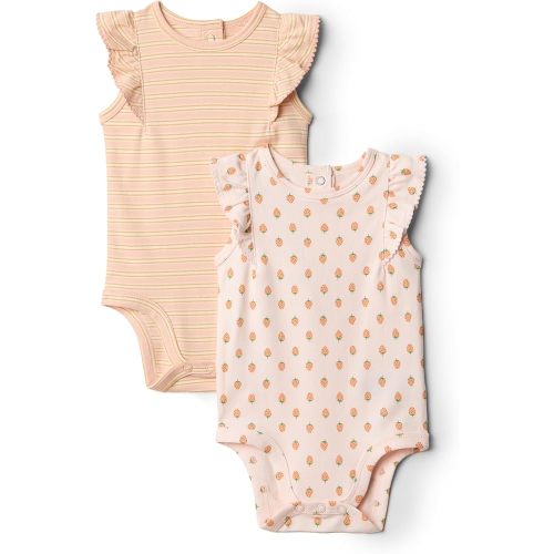 Amazon Essentials x Sofia Grainge Baby Girls' Embroidered Ruffle Sleeve Bodysuit with Embroidered Detail