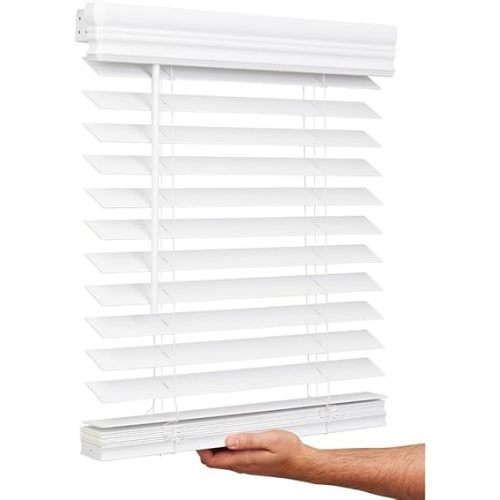 Lotus & Windoware Cordless, 2 Inch Faux Wood Blind, 47" Wide x 48" Long, Window Blinds, Blinds & Shades, Blinds for Indoor Windows, Smooth, Bright White - 47" x 48",Bright White