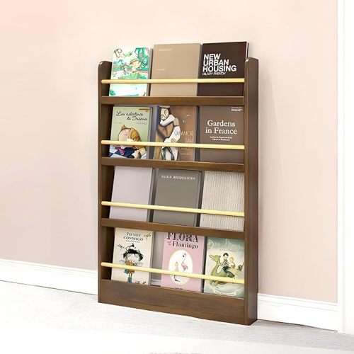 Behind The Door Bookshelf, Behind Door Bookshelf, 4-Tier Book Shelf, Narrow Thin Bookshelf for Kids, Space Saving, Anti-tip, Wall Mounted Book Toy Organizer for Bedroom, Living Room, Office