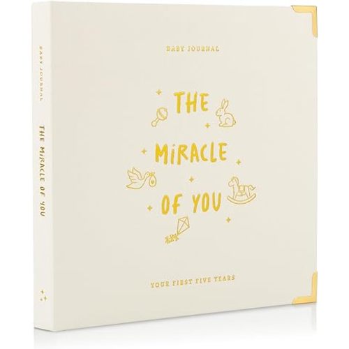 Keepsake Baby Memory Book for Boys and Girls – Timeless First 5 Year Baby Book – Neutral Journal Scrapbook or Photo Album - Record a Milestone for Every Event from Birth to Age 5