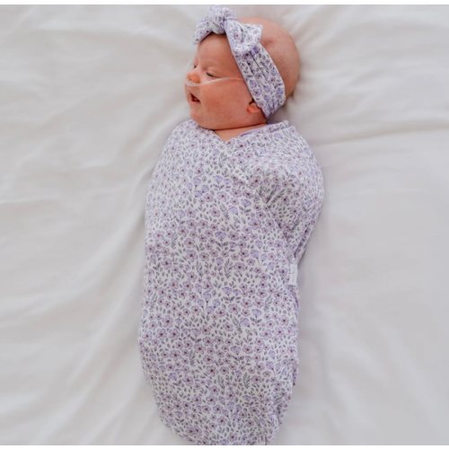 Cocoon Swaddles for Newborn - Small Purple Posies