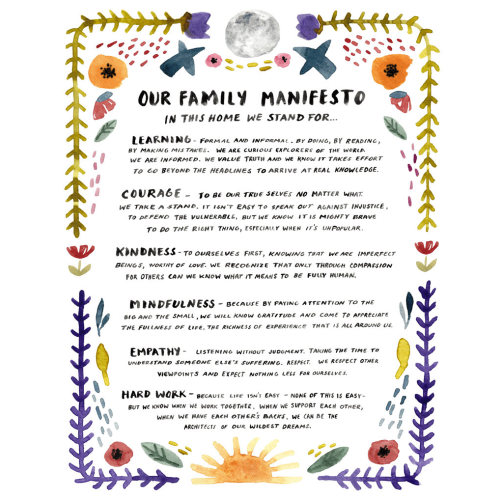 Family Manifesto Art Print, Watercolor Poster