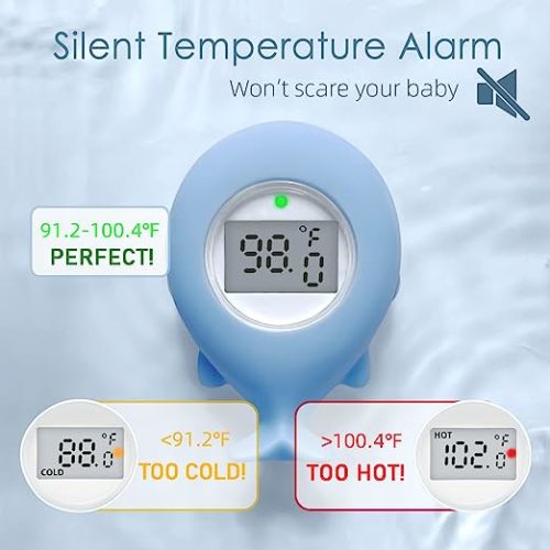 Baby Bath Tub Thermometer for Infant, Bathtub Water Temperature Room Thermometer, Safety Floating Bathing Toy, Newborn Essentials, Gifts for Moms Infant - New Upgraded Waterproof