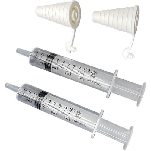 Clear Oral Syringe 2 tsp (10 ml) Calibrated in tsp and ml with Bottle Adapter (Pack of 2)