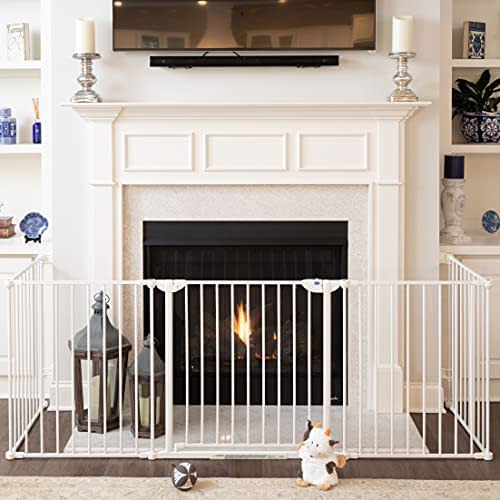 Qdos Construct-A-SafeGate - Wide Baby Gate - Meets Tougher European Standards - Create Customized Safe Spaces around Fireplaces, Large Openings, Stairways - Includes a door and 2 sections | White