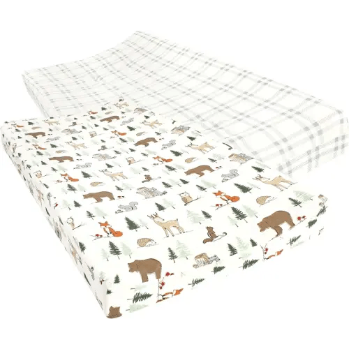 Hudson Baby Unisex Baby Cotton Changing Pad Cover, Forest Animals, One Size