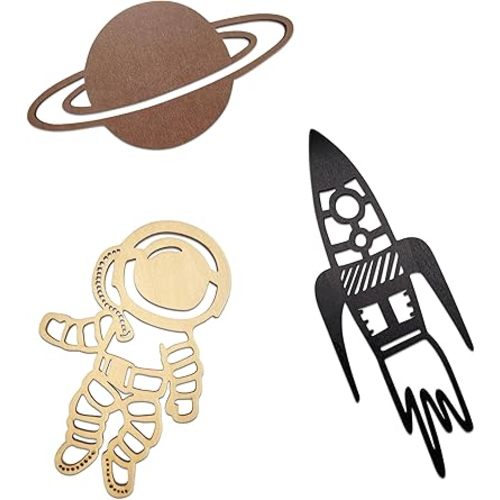 Space Trio Nursery Wall Decor Wooden Astronaut Decor Kids Room Wall Decor Kids Room Decor Nursery Playroom Wall Decor for Boys