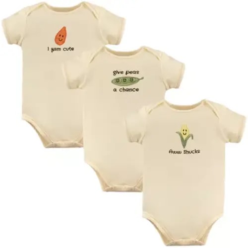 Touched By Nature Organic Cotton Bodysuits 3pk, Corn