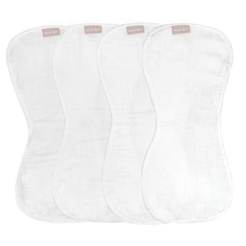 Weesprout Unisex Organic Towel Cotton Burp Cloths, Four Ultra-absorbent Layers - White, Set Of 4