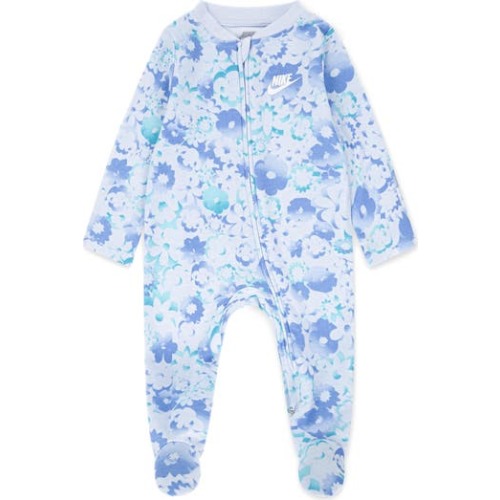 Floral Print Cotton Zip Footie, 3M