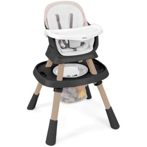 INFANS 9 in 1 High Chair, Convertible Baby Highchair for Babies and Toddlers, Table and Chair Set Building Block Infant Dining Booster Seat, Kids Stool with Activity Children Play Kitchen (Brown)