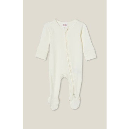 Organic Pointelle Zip All In One Romper, Newborn
