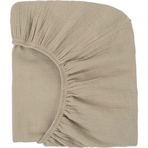 100% Organic Cotton Muslin Fitted Crib Sheet - Fits Standard Crib and Toddler Bed Mattress Size - Latte Light Brown - Nora's Nursery