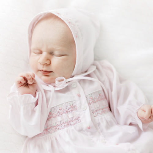 Ribbon Smocked Take Me Home Gown with Hat | Feltman Brothers