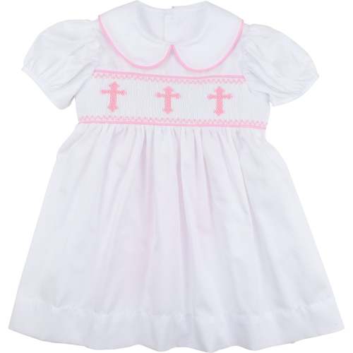 White And Pink Smocked Cross Dress – Cecil & Lou