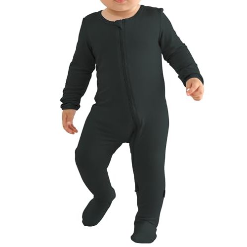 Ekkimy Long Sleeve Baby Footies Bamboo Rayon Romper Infant Double Zipper One-Piece Clothes Boys Girls Outfits