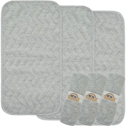 BlueSnail Waterproof and Portable Baby Changing pad Liners 3 Count (Light Gray 14” x 27”)