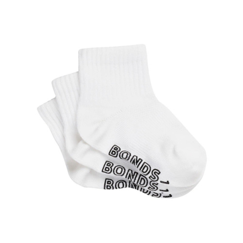 BONDS Baby Lightweight Quarter Crew 3 Pack | RXU83N | White
