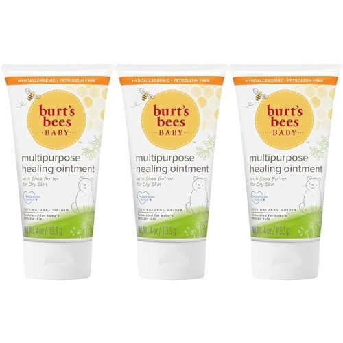 Burt's Bees Baby Multipurpose Healing Ointment with Shea Butter, Face & Body Baby Ointment for Dry Skin, 100% Natural Origin, 4 Oz (Pack of 3)