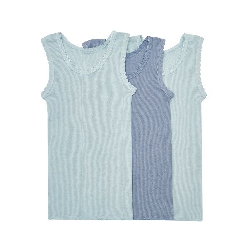 4Baby 3 Pack Singlet Cotton Blue