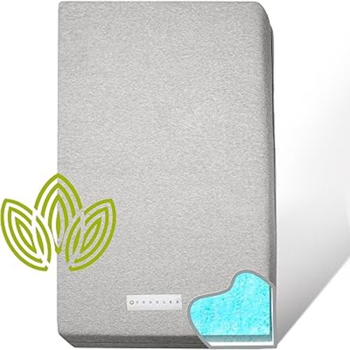 Organic Cotton Dual-Sided Crib Mattress | 2-Stage Premium Memory Foam CertiPUR-US Hypoallergenic Baby Mattress, Firm Support for Infant, Cooling Gel for Toddler, Waterproof Washable Cover (Grey)