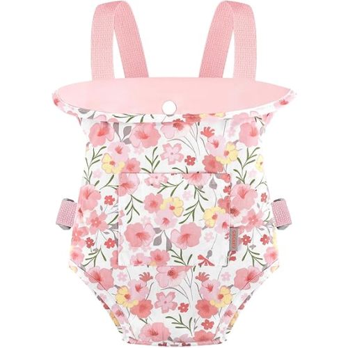 GAGAKU Baby Doll Carrier for Little Girls Baby Carrier for Dolls Reborn Baby Doll Carrier Toddlers 1-3 Years Old Babydoll Carrier - Pink Rose of Sharon